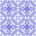 Seamless vector vintage background pattern in shades of blue, lilac, purple.