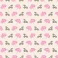 Seamless vector vintage botanical pattern with pink roses and green leaves Royalty Free Stock Photo