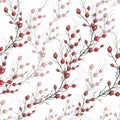 Seamless vector Wallpaper with a pattern of Holly branches. without leaves. the hand-drawn sketch is made in a minimalist style.