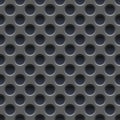 Seamless vector wallpaper of perforated gray metal plate. Royalty Free Stock Photo