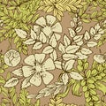 Seamless vegetable pattern. Vector. Background hand drawing for fabric, curtains, wallpaper, clothing, furniture upholstery.