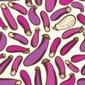 Seamless vegetables eggplant pattern background