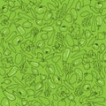 Seamless vegetables pattern green background