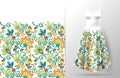 Seamless vertical fantasy flowers border pattern. Hand draw floral background on dress mockup. Vector. Traditional Royalty Free Stock Photo