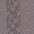 Seamless vertical lace pattern with pink roses. Vector background.