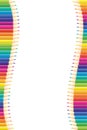 Seamless vertical pattern Colored pencils arranged in a wave with copy space for note, text, on white background Rainbow colors. Royalty Free Stock Photo