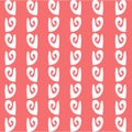 Seamless Vertical Pattern of Handmade Geometric Elements Stylized Waves Greek Ornament Forming Vertical Lines on Coral Background
