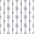 Seamless vertical pattern with silver jewelry