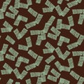 A seamless vetor abstract pattern with teal rectangular shapes on a brown background