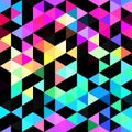 Seamless vibrant rainbow geometric mosaic texture. Bold psychedelic neon artistic background pattern. Funky colorful