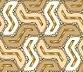 Seamless vintage arabesque pattern with gold elements, chain, beads.