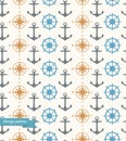 Seamless vintage background with maritime symbols