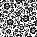 Seamless vintage black floral pattern. Vector illustration. Royalty Free Stock Photo