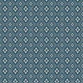 Seamless vintage blue flower diamond check pattern background. Royalty Free Stock Photo