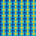 Seamless Vintage Blue, Green and Yellow Checkered Fabric Pattern Background Texture Royalty Free Stock Photo