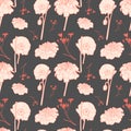 Seamless vintage brown floral pattern with poppy