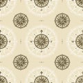 Seamless vintage compass rose pattern Royalty Free Stock Photo