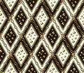 Seamless vintage diagonal pattern with rhombus grid, gold chain, beads, buttons