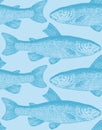 Seamless vintage fish pattern (vector)