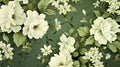 Seamless vintage flower pattern on green background, Classic wallpaper Royalty Free Stock Photo