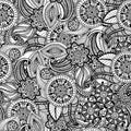 Seamless vintage freehand drawing pattern
