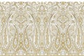 Seamless vintage golden paisley border with traditional Asian design elements