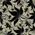 Seamless vintage grunge floral pattern with lilly Royalty Free Stock Photo