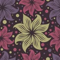 Seamless vintage grunge floral pattern with lilly Royalty Free Stock Photo