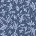 Seamless vintage grunge floral pattern with orchid Royalty Free Stock Photo