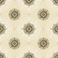 Seamless vintage nautical compass rose pattern Royalty Free Stock Photo