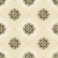 Seamless vintage nautical wind rose pattern Royalty Free Stock Photo