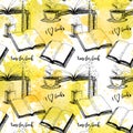 Seamless vintage pattern with books. Royalty Free Stock Photo