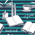 Seamless vintage pattern with books. Royalty Free Stock Photo