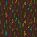 Seamless vintage pattern with hand drawn feathers Royalty Free Stock Photo
