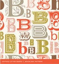 Seamless vintage pattern of the letter B in retro colors