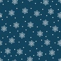 Merry Christmas and a Happy New Year! A set of seamless backgrounds with traditional symbols: snowflakes on a blue background. Vec Royalty Free Stock Photo