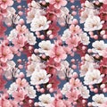 Seamless vintage pattern. White flowers, Dirty pink background, fashionable print for textiles, wallpaper