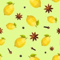 Seamless vintage polygon anise lemon pattern