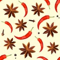 Seamless vintage polygon anise pepper pattern