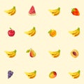 Seamless vintage polygon fruit pattern