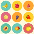 Seamless vintage polygon fruit pattern