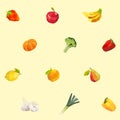 Seamless vintage polygon fruit vegetable pattern Royalty Free Stock Photo