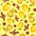 Seamless vintage polygon ginger lemon grape anise pattern