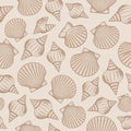 Seamless vintage seashell pattern nautical summer theme design vector illustration Royalty Free Stock Photo