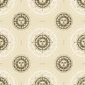 Seamless vintage sun compass rose pattern