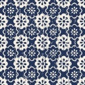 Seamless vintage worn out cute blue flower pattern background. Royalty Free Stock Photo