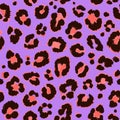 Seamless violet coral wild leopard pattern. Vector.