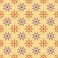 Seamless violet and orange octagonal star pattern design