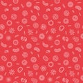 Seamless virology vector red pattern with bacteria icons