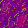 Seamless Virus Cell. Abstract Artwork. Virus Bacteria Cells. Topographic Swirled Background. Scientific Ornate Sketch. Psychedelic